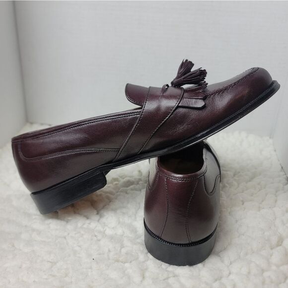 Massimo Emporio Tassel Loafers Mens 10.5 Burgundy Leather Made in Spain Unworn main image 7